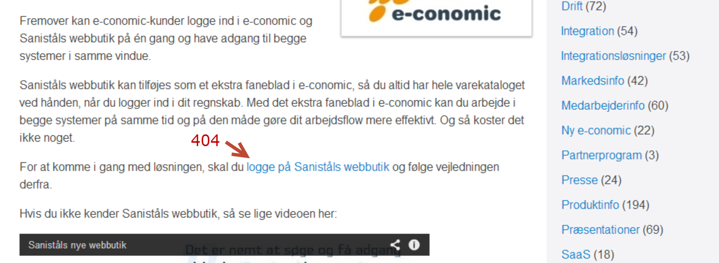 Dødt link på Economics hjemmeside