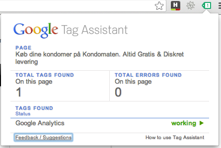 Tag Assistant extension