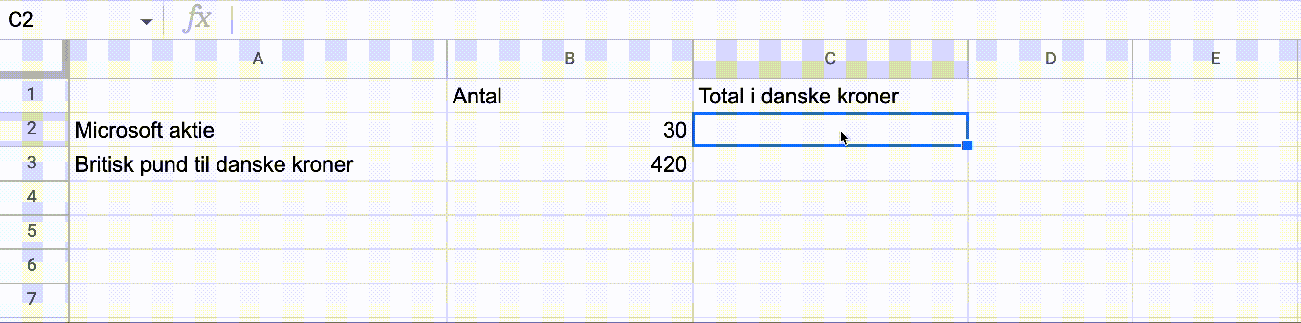 animeret gif der viser koder i Google Sheets