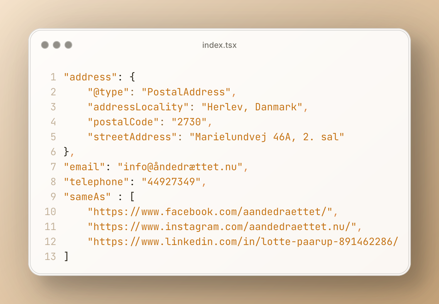 Strukturedede data i JSON format