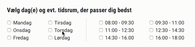 Animeret gif, der viser labels i en formular